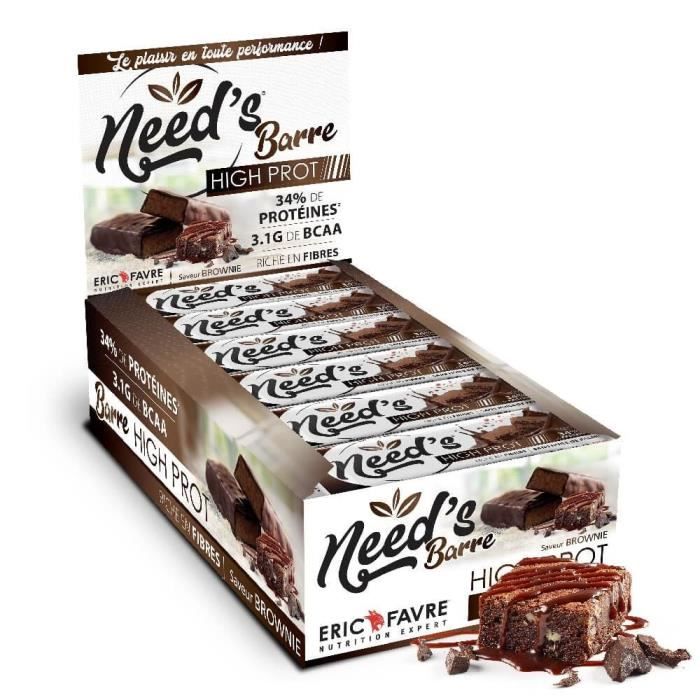 Eric Favre - Barres Protéinées Need's High Protein - Proteines - Brownie - Display de 20 unités