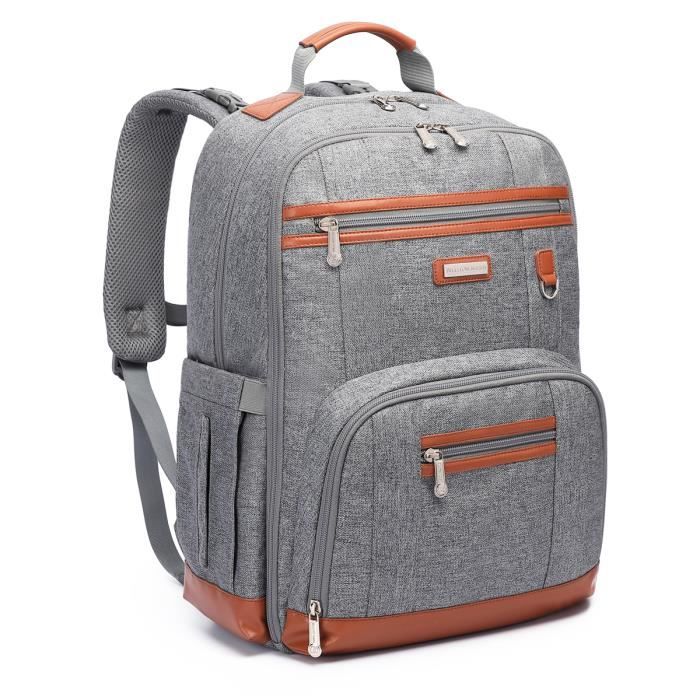 Sac à Dos à Langer pour Bébé – Grande Capacité Sac à Couches Multifonction Imperméable Sac de Voyage , Unisexe (Gris)