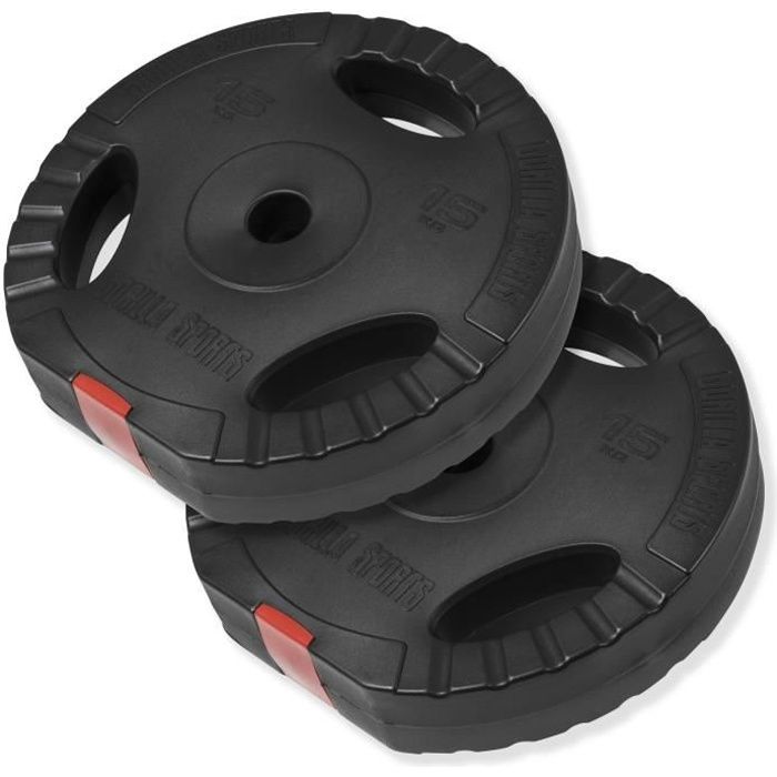 Disques de poids en plastique avec poignées - Lot de 30 KG (2 x 15 KG)