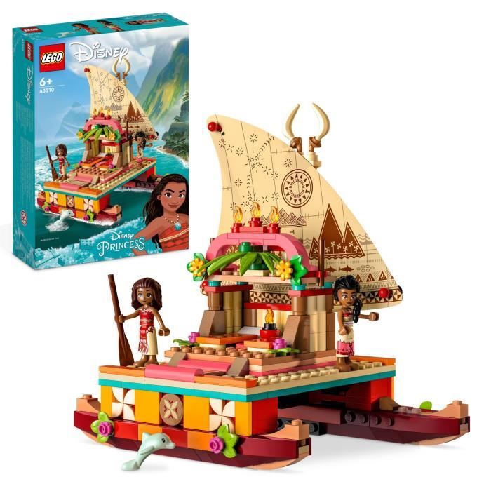 LEGO® Disney Princesse 43210 Le Bateau d’Exploration de Vaiana, Jouet avec Dauphin, Mini-Poupée
