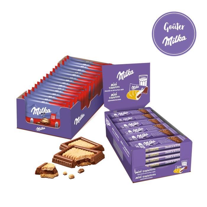 Milka Mini Tablette Chocolat au Lait (48 unités) & Biscuit LU Pocket (20 unités) - Box Goûter