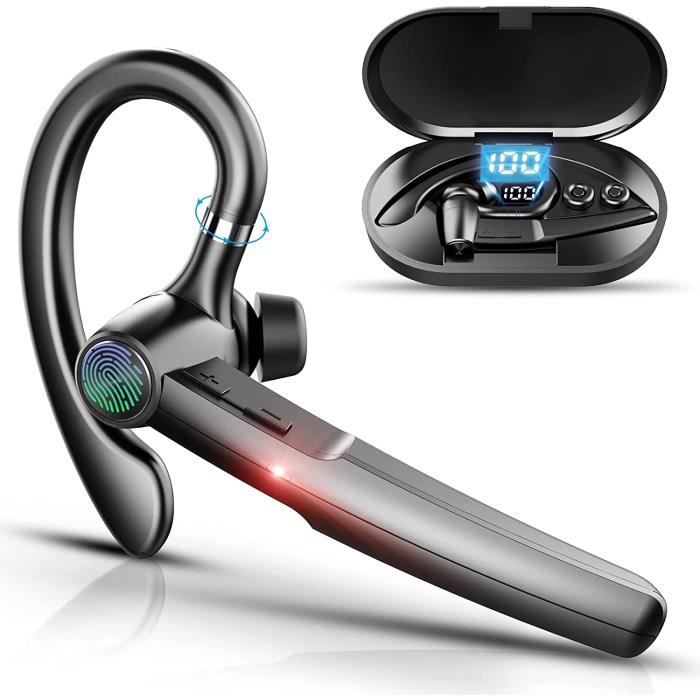 Oreillette Bluetooth sans Fil avec Dual Mic,V5.3 Kit Main Libre Bluetooth Oreillette,48H d'appel Ecouteurs Bluetooth sans Fil Bureau