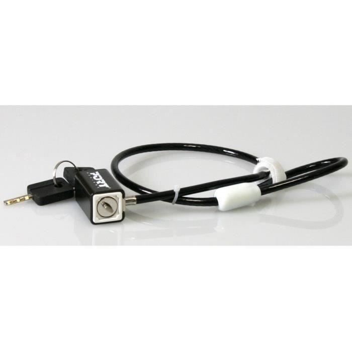Câble de sécurité à câble métallique avec serrure à clé pour PC Portable (Longueur: 1.8m) - PORT CONNECT