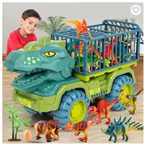 Camion Dinosaures Jouets de Transporteur avec 15 Petits Dinosaures Cadeaux pour Enfant 2 3 4 5 6 7Ans Garçon Filles