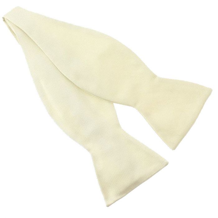Nœud papillon à nouer en soie, Avorio, Fait à la main Blanc