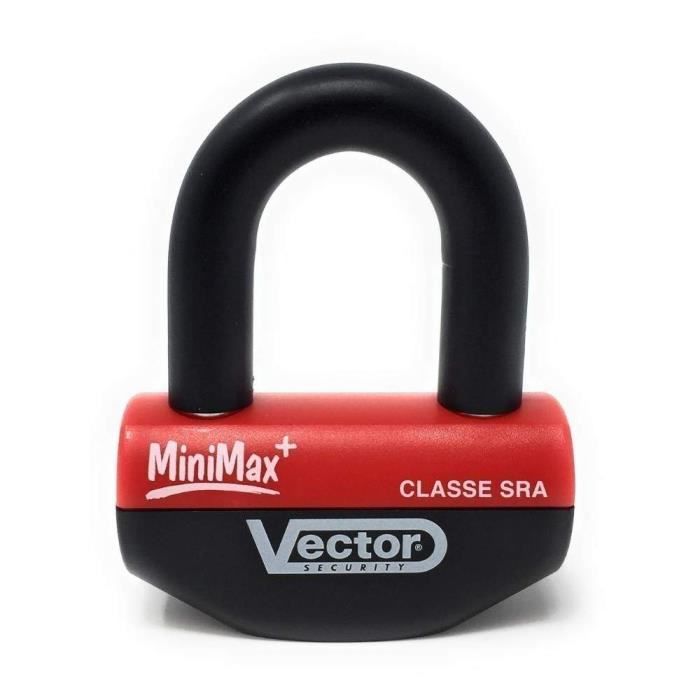 VECTOR - Antivol Moto Bloque Disque Minimax+ Ø16Mm / 47X40Mm - Classe SRA & ART5 - Type U - Avec Cordon De Rappel - Fiable