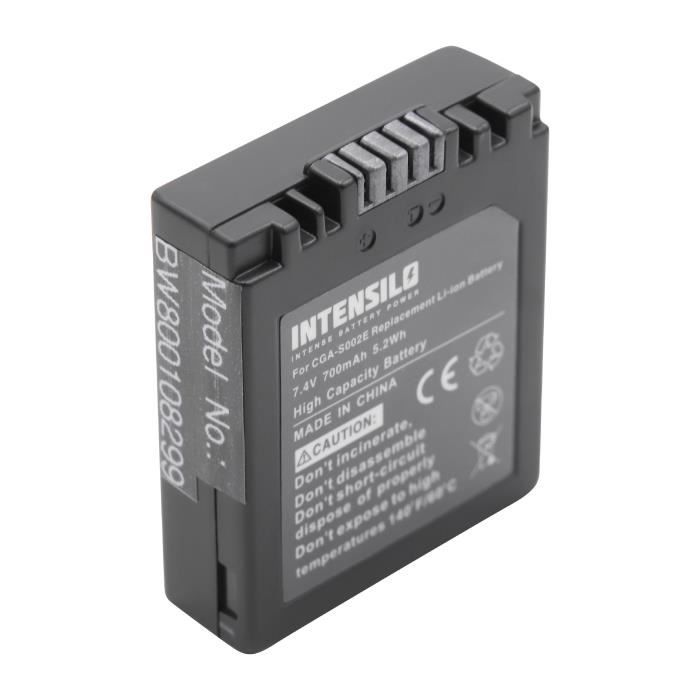INTENSILO Li-Ion batterie 700mAh (7.4V) pour appareil photo vidéo Panasonic Lumix DMC-FZ3, DMC-FZ4, DMC-FZ5 comme DMW-BM7,