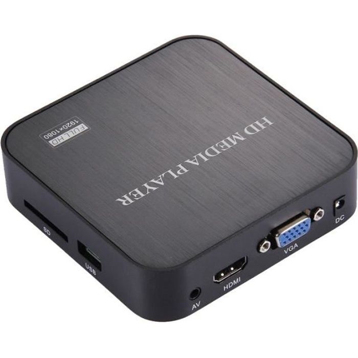 Passerelle Multimédia Lecteur Vidéo 1080p HDMI Clé USB Disque dur HDD Carte SD