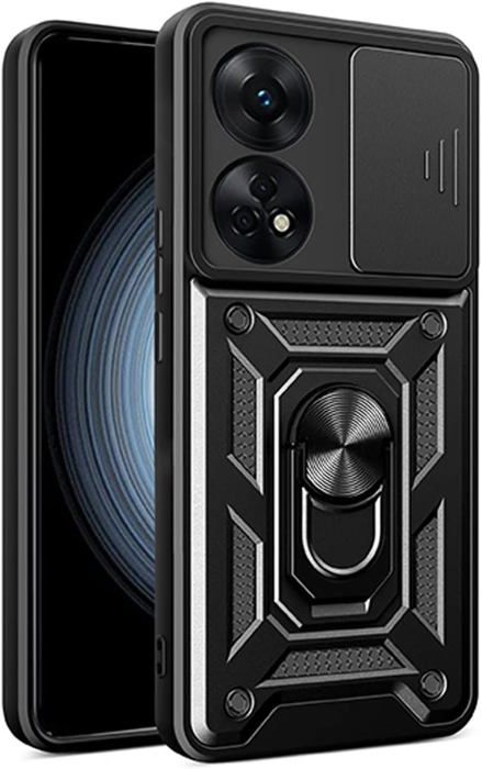 RankOne Custodia Per OPPO Reno 8T (4G) - Cover Armor Con Anello E Protezione Fotocamera Scorrevole - Oro