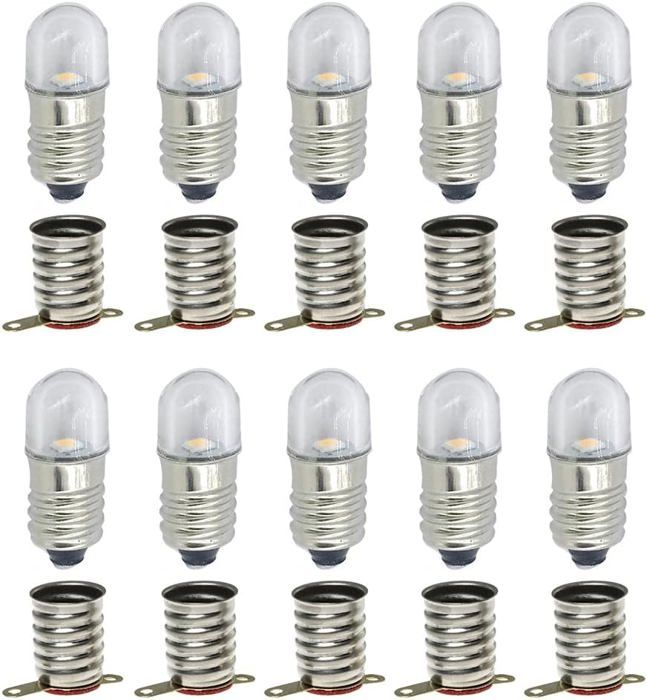 10 Ampoules LED Miniatures E10 12V/0.04A - Blanc - Neuf Sous Emballage - Uxcell