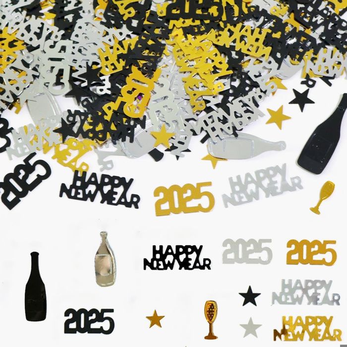 Décoration Nouvel An 2025 - 15 Guirlandes Tourbillons Or Argent Noir + Confettis Pour Fête