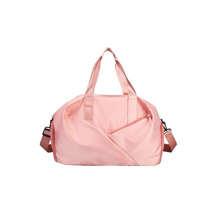 Sac de Voyage Hommes Femmes Nylon Sac de Sport Sac Weekend à Bandoulière Léger Sac de Fitness avec Compartiment à Chaussures Rose