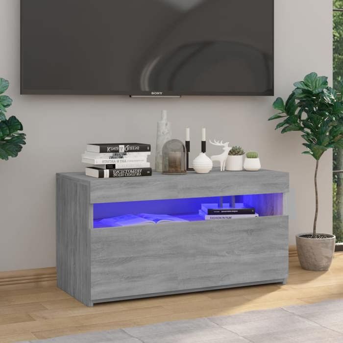 SALE 2025Meuble TV avec lumières LED - Armoire Basse Stéréo - Sonoma gris - 75x35x40 cm1533 Kg 3014