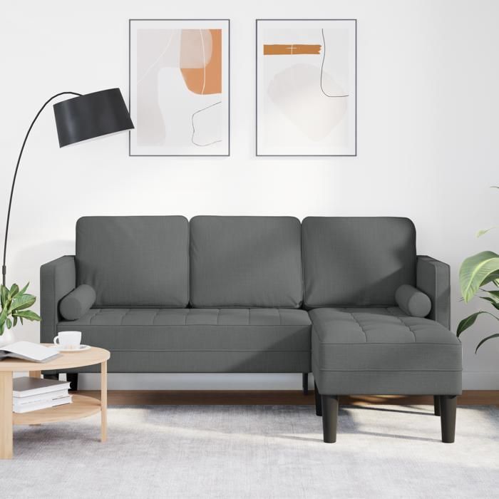 Moderne Canapé dangle 3 places Gris foncé 160 cm en tissu - Canapé salon Mode @FR(605210)
