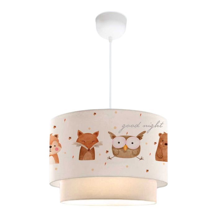 Suspension Lurgan pour enfant motif danimaux de la forêt blanc Suspension Lurgan pour enfant motif danimaux de la forêt blanc