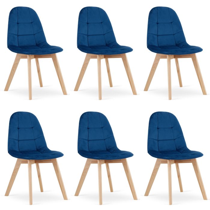 Chaise Komodee SORANO - 6 Pieces - BLEU - Tapisser en velours 54 x 45 x 82 cm Chaise Komodee SORANO - 6 Pieces - BLEU - Tapisser en velours 54 x 45 x 82 cm