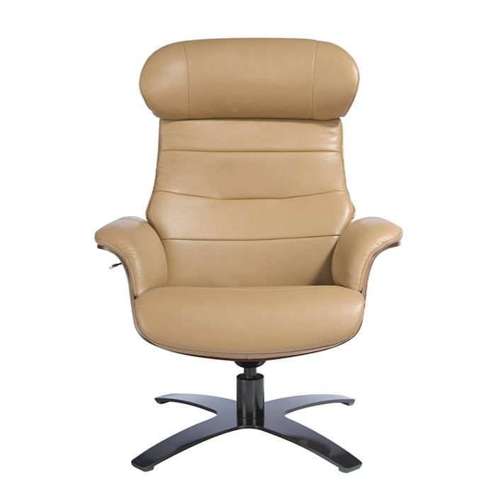 Fauteuil relax pivotant recouvert de cuir sable - Pour salon lecture ou chambre à coucher - 80 x 84 x 100/108 cm - 5087 ANGEL CERDA Fauteuil relax pivotant recouvert de cuir sable - Pour salon lecture ou chambre à coucher - 80 x 84 x 100/108 cm - 5087 ANGEL CERDA