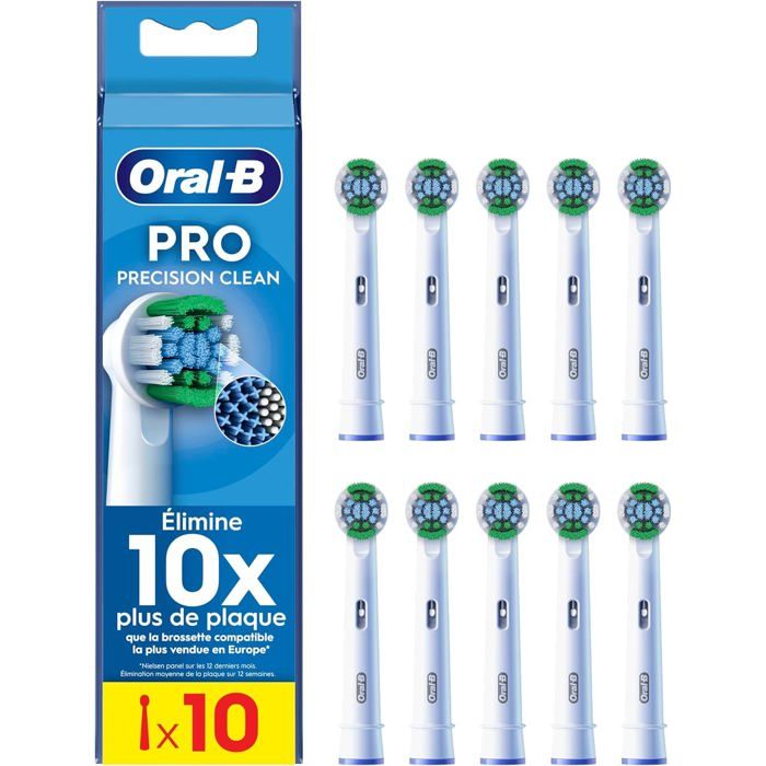 Brossettes de Rechange - Oral-B - Pro Precision Clean - Pack de 10 - Filaments en X - Compatibilité Électrique