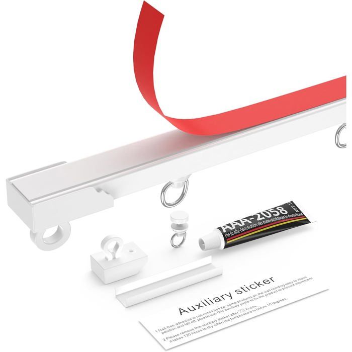 Rail de Rideaux Plafond Adhesif 3M - 8x40cm (320cm) - Installation Facile