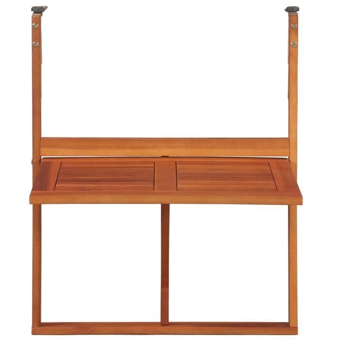 Table suspendue de balcon en bois dacacia - WIENS - 645x44x80 cm - Bois dacacia massif - Pliable - Facile à nettoyer
