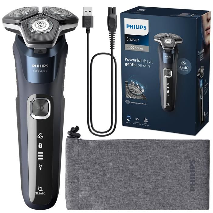 Rasoir électrique Philips Series 5000 S588510 Technologie SkinIQ Têtes 360° Wet and Dry