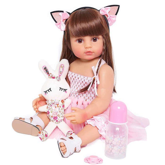 Poupée Reborn Bébé Fille Réaliste 55cm - Éveillée - Yeux Ouverts - Rousse