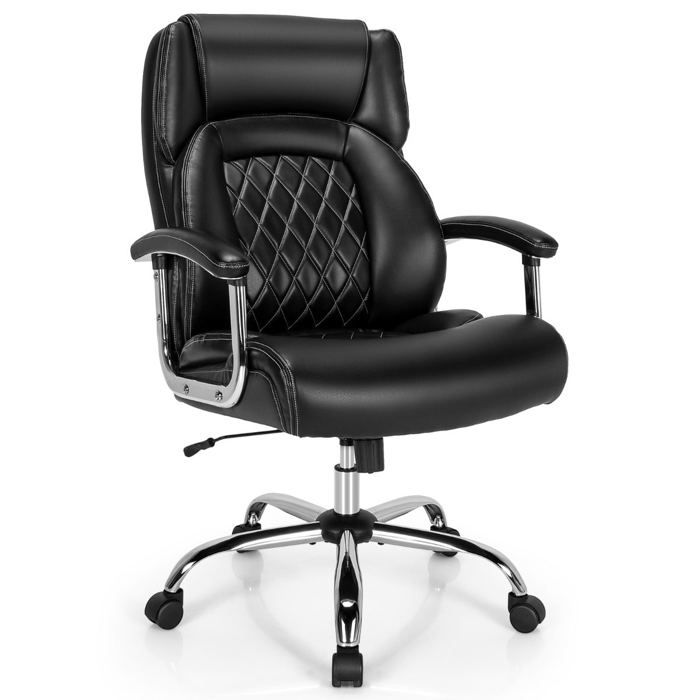 Fauteuil de bureau - HELLOSHOP26 - 77x73x114-121 5 cm - Dossier haut ergonomique - PU noir - Charge 227 kg Fauteuil de bureau - HELLOSHOP26 - 77x73x114-121 5 cm - Dossier haut ergonomique - PU noir - Charge 227 kg