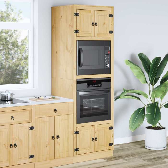 Décoratif - 1xPlacard de cuisine Vintage Meuble bas de cuisine avec étagère SKI Brun Miel 66x58x207cm Pin massif con4794578