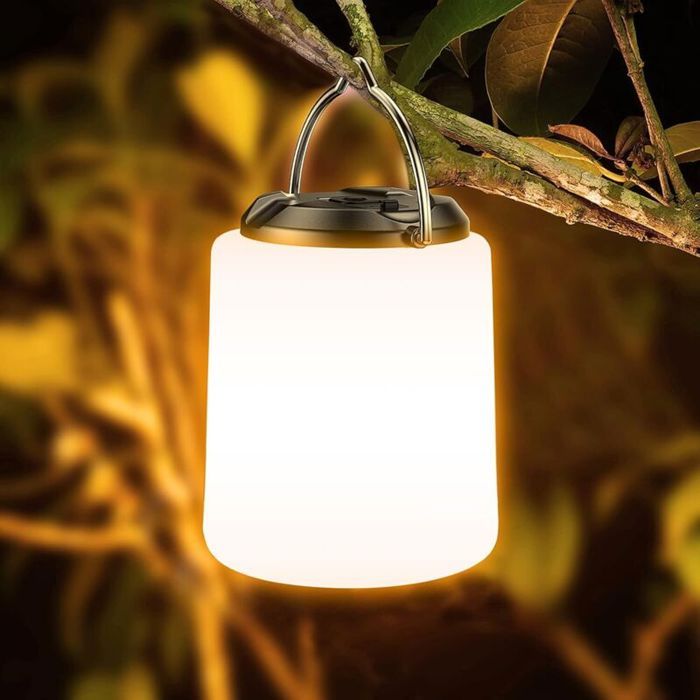 Lampe de camping rechargeable 3000K lumière chaude luminosité réglable 3 modes déclairage lumière de tente étanche