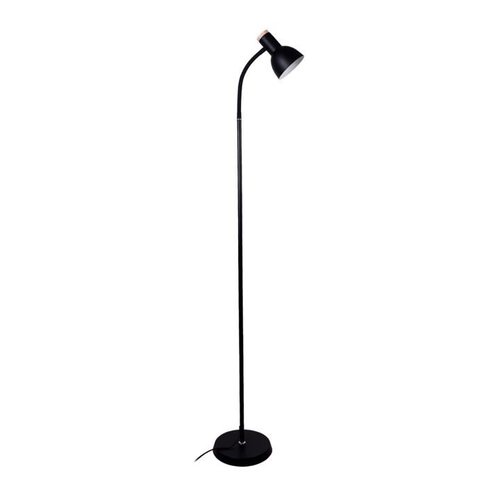 Lampadaire LED sur Pied Salon Argos Halogene LED Puissant Avec Liseuse Design Blanc et Bois (AMPOULE NON INCLUSE) (NOIR)