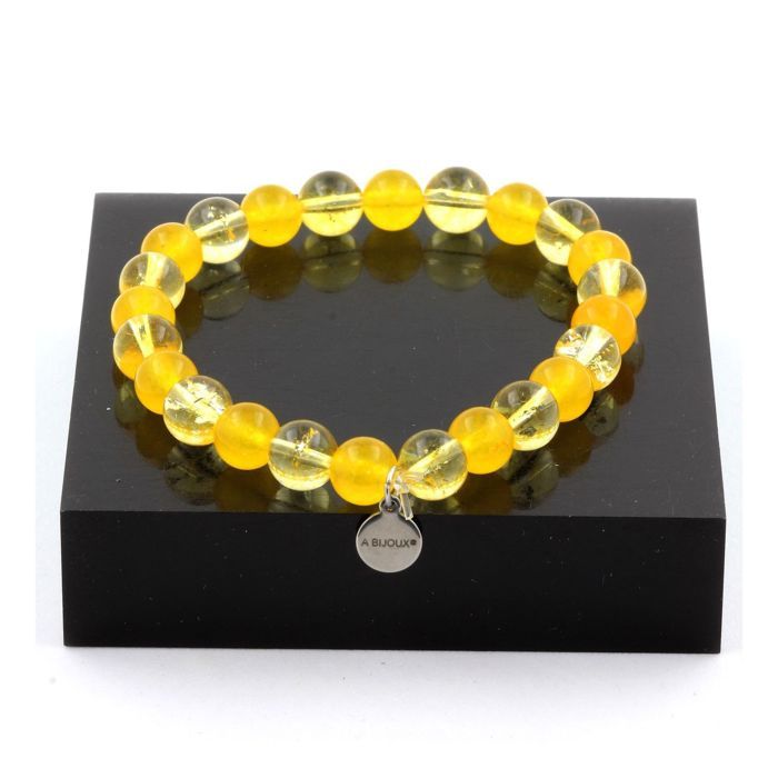 Pierres et Minéraux. Bracelet Perles Citrine + Agate jaune 8 mm. Fabriqué en France. Pierres et Minéraux. Bracelet Perles Citrine + Agate jaune 8 mm. Fabriqué en France.