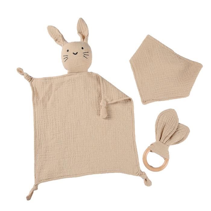 Lot de 3 Coffret Naissance Bébé de Fille et Garçon - 100% Coton Doux  Doudou, Bavoir et Anneau Cadeau Kit pour Nouveau-né(Kaki) - Cdiscount  Puériculture & Eveil bébé