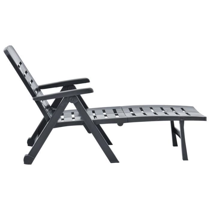 Chaise longue pliable/Bains de soleil - 72 x 189 x 96 cm - Plastique - Anthracite - YYS - Qualité Parfaite