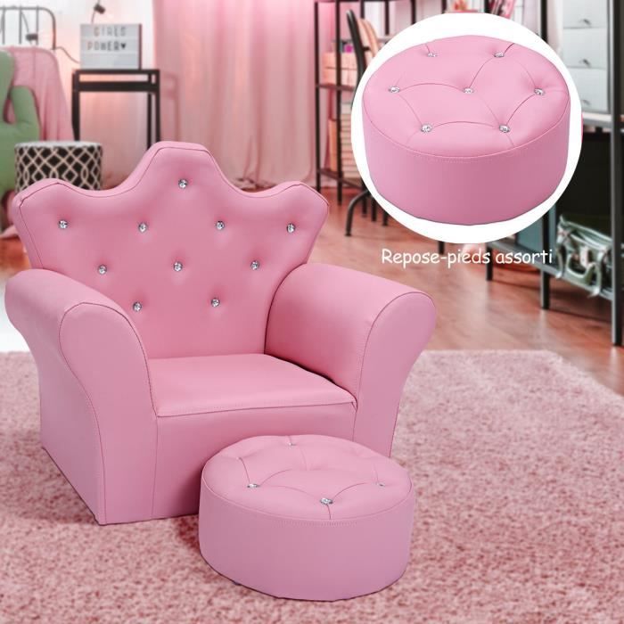 Costway Fauteuil Pour Enfants Forme Princesse Avec Pouf Comfortable Dossier Haut Avec Cristal Integre Cuir Pvc Rose 3 7 Ans Cdiscount Puericulture Eveil Bebe