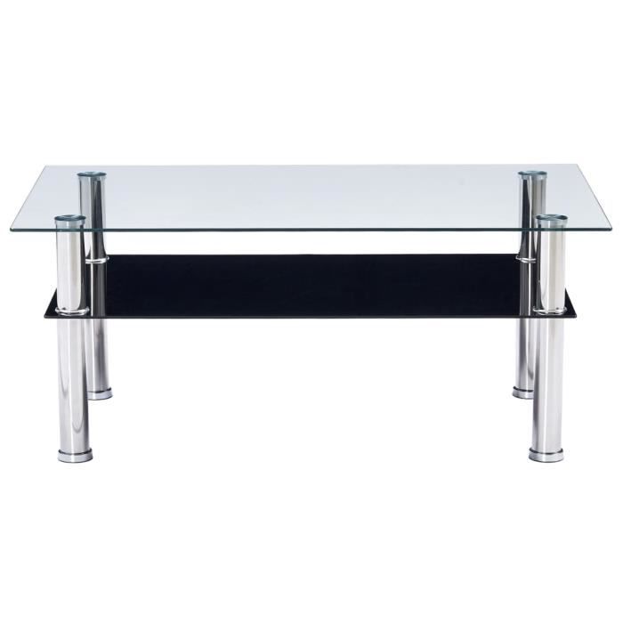 Table Basse Verre Trempe Noir 100x60x42 Cm Achat Vente Table