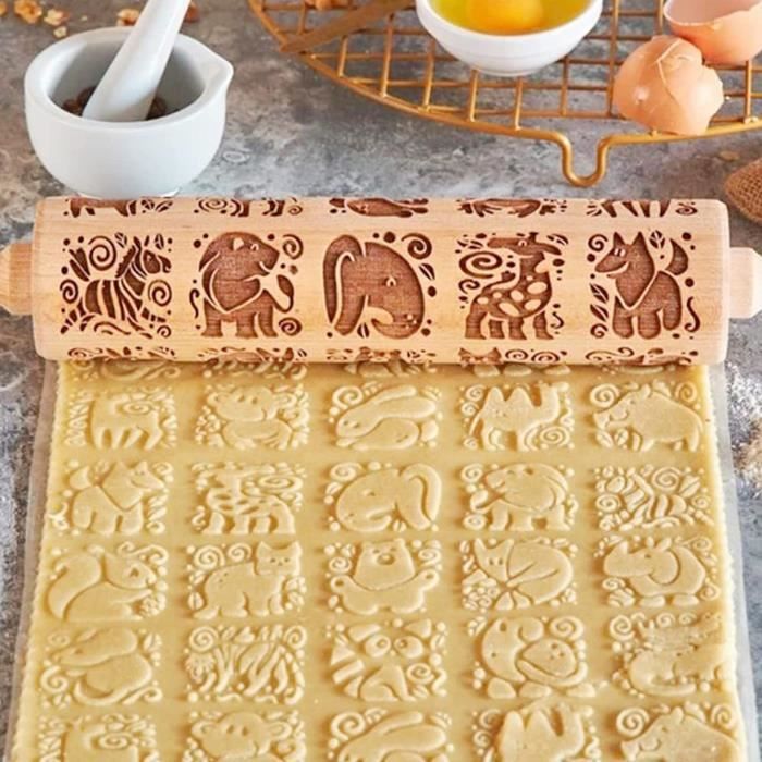 Rouleaux à Patisserie en Relief Rouleau à patisserie en Bois avec Motif Fleur de Vigne Outil à