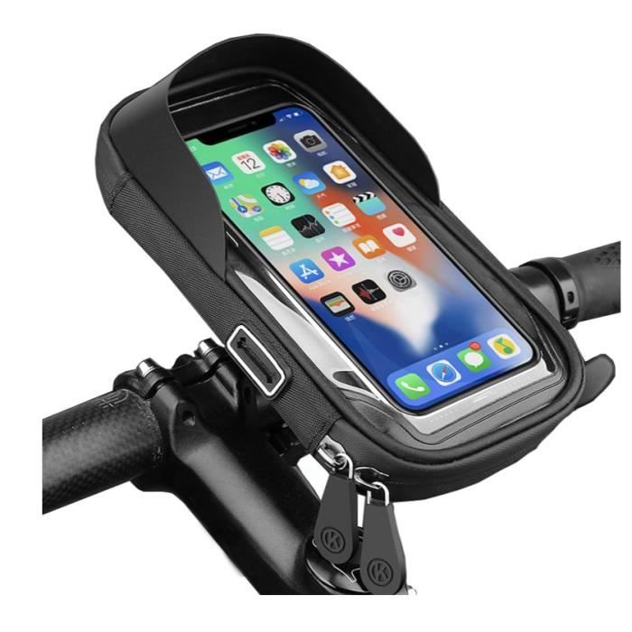 Sacoche de Vélo Etanche Avec Support Téléphone Portable Gris