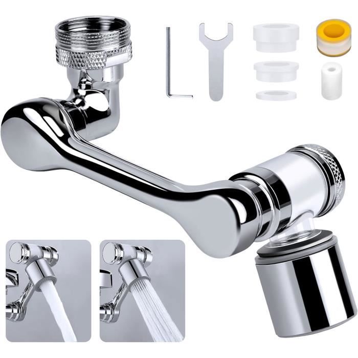 Rallonge De Robinet De Cuisine Rotative 360° - 3 Modes (jet, Mousse, Douche) - Installation Facile - Compatible Filetage 22mm