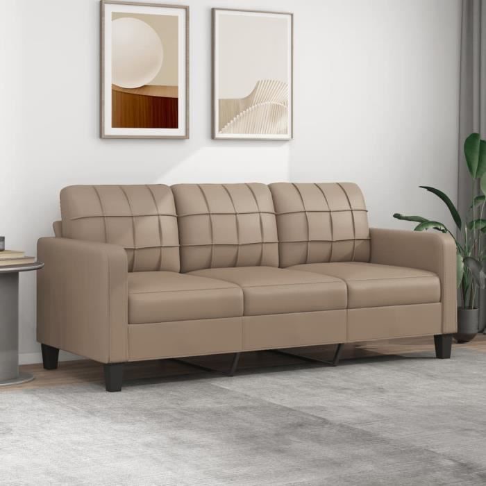 Canapé scandinave de relaxation MVS - Canapé à 3 places Cappuccino 180 cm Similicuir301 Kg