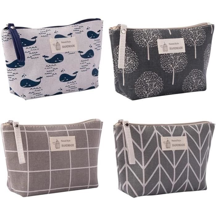 Trousse De Toilette Femme Voyage 4 Pieces Pochette Tissu Zippee Trousse A Maquillage Femme Pochette Maquillage Petite Pochet H4556 Cdiscount Bagagerie Maroquinerie