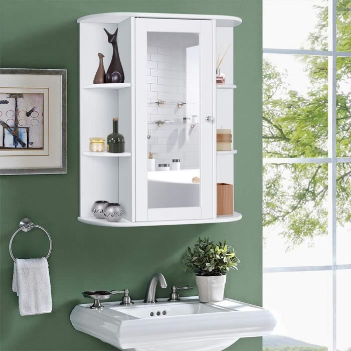 Meuble Salle De Bain Armoire Murale De Miroir De Salle De Bains Avec Espace De Rangement 60x17x58cm Achat Vente Armoire De Toilette Meuble Salle De Bain Armo Soldes Sur