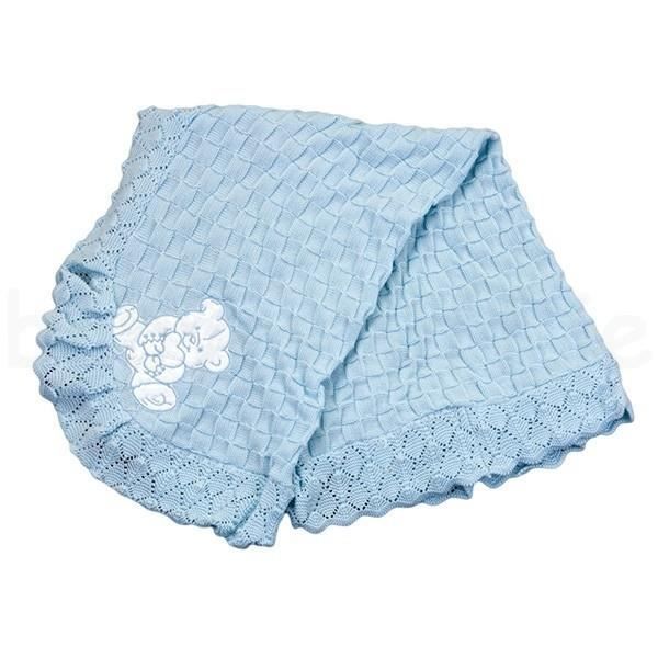 Jolie Couverture Bebe Ours Bleu Toute Douce En Tricot Pour Garcon Idee Cadeau Naissance Cdiscount Maison