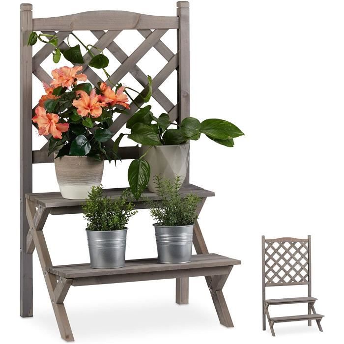 Relaxdays Jardinière en bois, avec treillis, brise-vue, H x L x P : 171 x 71,5 x
