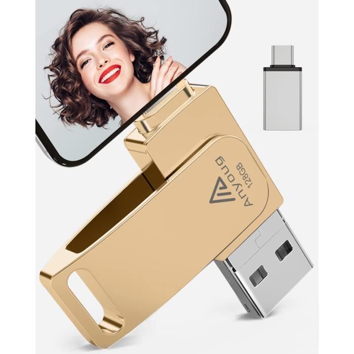 Clé USB 512 Go 4 En 1 Pour IPhone, Android, PC - Certifiée MFI, Vitesse USB 3.0, Cryptage - Compatible Type-C, IOS, USB