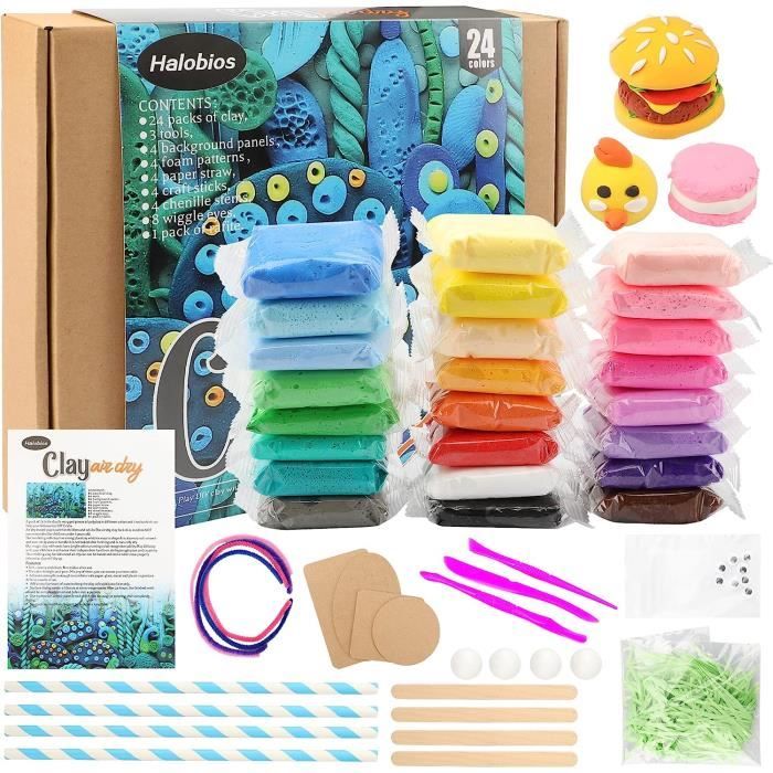 AUAUY Argile Sèche à l'Air, 84 Pièces Argile à Modeler Ultra Légère | avec 6 Outils de Sculpture et 19 Moules, Argile Autodurcissante Pâte à Modeler Magique Non Toxiques, Cadeaux pour Enfants