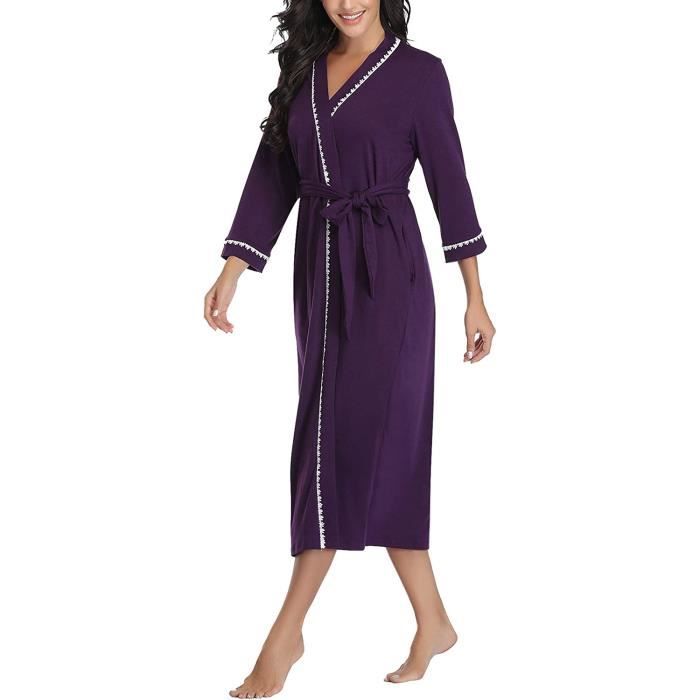 AJW XL Peignoir Femme Polaire Long Doux Robe de Chambre L ger