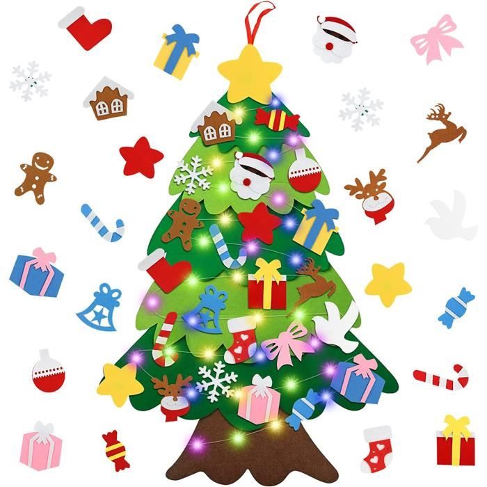 Sapin de Noël en feutre pour enfants - Décoration de Noël DIY - 100 cm - Sapin en feutre Sapin de Noël en feutre pour enfants - Décoration de Noël DIY - 100 cm - Sapin en feutre