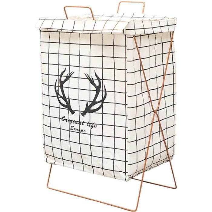 Panier à Linge Pliable Beige - 30x30x40cm - 36L - Revêtement Imperméable - Pour Salle De Bain