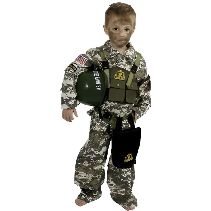 Enfant Garçons Soldat Armée Costume Déguisement Uniforme Militaire 