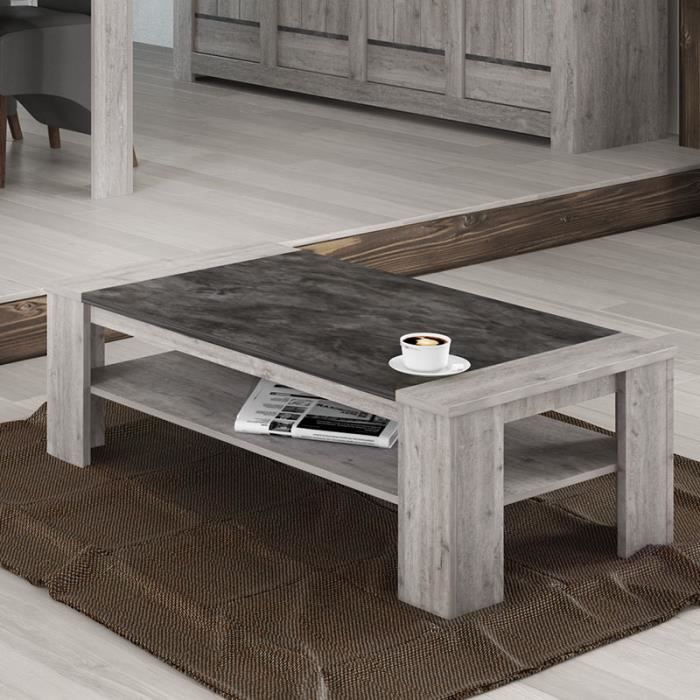table de salon 130 cm moderne couleur chene gris angus l 130 x p 70 x 40 cm gris cdiscount maison